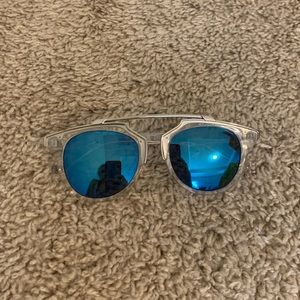 Forever 21 clear sunglasses w blue mirrored lenses